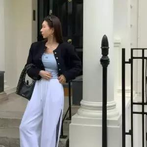 캐주얼 봄 상의 여자하프코트 트위드 코트 숏 봄코트 출하된 싱글 ible1