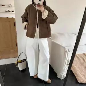 솜브레로스 여사친 빈티지 캐주얼 코트 모피 보온 터틀넥 털가죽 일체형 램스울 DOS1