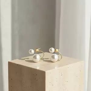 투웨이 더블 진주 귀걸이 10mm 12mm 데일리 출근룩 포인트 이어링-WFNS9QP