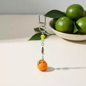 상큼한 귤 디자인 에어팟 버즈 키링 가방 고리 휴대폰 스트랩 참 장식-WFNS9NY