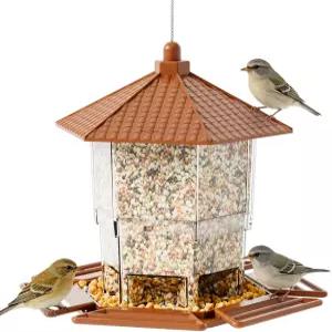 야외용 호퍼 새 모이통 외부 다람쥐 방지용 대형 덮개 씨앗 블루 제이 카디널 정원 장식용 플라스틱 야생