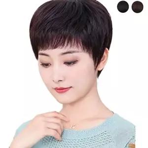 새치 중년 엄마 데일리 통가발 커버 여성 인모-WFNSC28