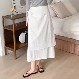 옷자락 여자 레이어드 리본 랩치마 빅사이즈 A라인 롱스커트