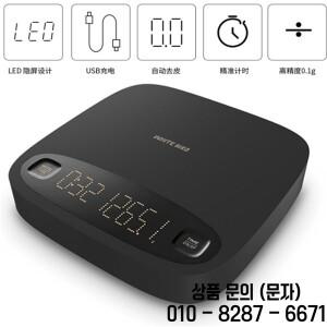원형 전자 커피 저울 고정밀 2KG/0.1g USB 계량 도구 LED 디스플레이 스마트 타이머 가게용