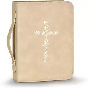 여성용 LISWIT 성경 커버 어깨끈이 달린 대형 케이스 내구성이 뛰어난 PU 가죽 휴대용 가방 슬리브 소녀