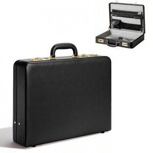 남성용 LOCKURX 브 케이스, 16인치 노트북 수납공간이 있는 방지 듀얼 잠금 서류 가방, 방수 인조 가죽, 멀티 파일 정리함이 있는 브 케이스 남성, 사무실, 여행에 적합 (블랙)