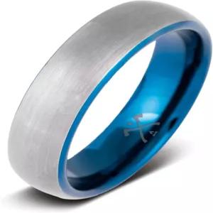 맨리 밴드 블루 도금 남성 웨딩 및 반지 - 독특한 텅스텐 블랙 스타일리시한 무료 실리콘 포함