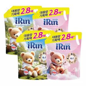 아이린 실내건조 섬유유연제 파우더코튼/스파클링블루 2L+300mL x 4개