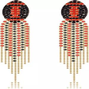 여성용 태슬 귀걸이 스타 이어 스터드 파베 크리스탈 댕글 보호 폭포 구슬 프린지 드롭