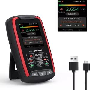 TFT 컬러 디스플레이가 있는 METRINARY 라돈 검출기 가정용 장기 데이터 저장용 충전식 모니터 시각 및