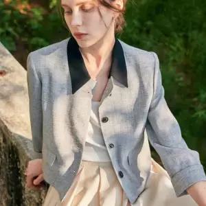 [리안뉴욕][리안뉴욕] 탈착 카라 크롭 자켓