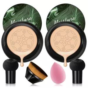 2PCS 버섯 헤드 에어 쿠션 CC 크림 모든 피부 타입을 위한 보습 지속 오일 컨트롤 BB 파운데이션 브러시 및