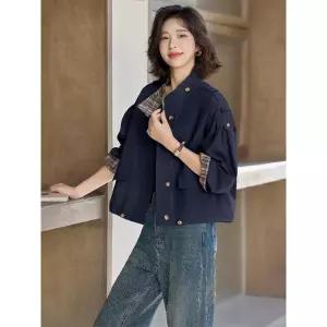 타노스여자 데일리룩 코트 하프 가을 체크 쇼트 재킷 블레이저 KUK3