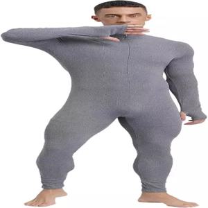 오욜란 남성 원피스 풀바디 유니타드 레오타드 프론트 지퍼 긴팔 스트레치 바디수트 운동 점프수트