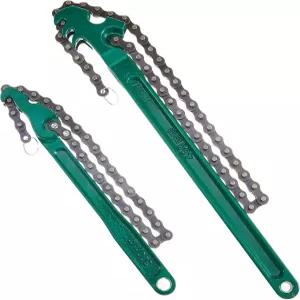 라스텐 2개 대형 체인 오일 필터 렌치 12인치 16인치 리버서블 조절 가능한 헤비 듀티 탄소강 견고한