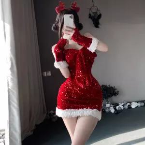 할로윈 코스튬 캣우먼 원피스 의상 섹시 유니폼 숄 크리스마스 산타 파티복