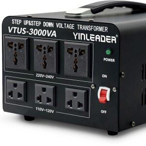 인리더 전압 변환 변압기(110V에서 220V 220V에서 110V) 스텝 업/다운 변압기 110/120V - 220/240V / 미국 전원 코드 회로 차단기 보호(VTUS-3000-6S)
