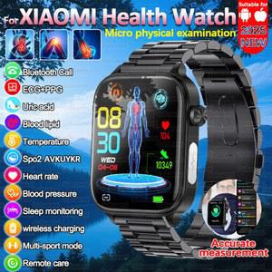 2025년 신제품 XIAOM1 ECG+PPG 혈중 지방 요산 건강 스마트워치 남녀 공용 심박수 혈압 블루투스 통화