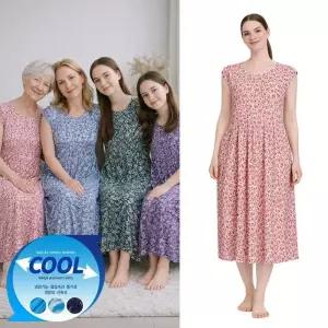 [라일리여성의류] Rly 여름 까실이 꽃무늬 나시 파자마 주름원피스