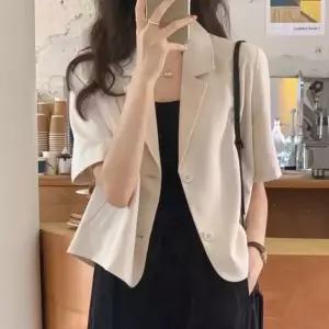 DUGNMARKT  여성 여름 출근 룩 직장인 반팔 자켓 셔츠 크롭 코디 블라우스자켓재킷 30대 셔츠자켓 숏자켓