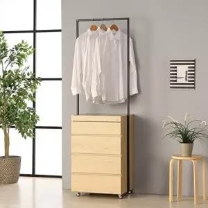 고품질 이동식 4단 행거 수납 옷장 옷걸이 보관함 행거수납장 수납정리함 수납행거 이동식행거 WFLTSJ6