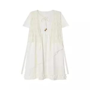 레이스 베스트 펀칭조끼 루즈핏 시스루 빅사이즈 뜨개