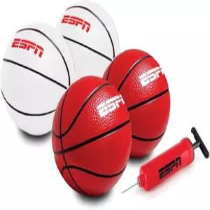 ESPN 5인치 미니 농구공 - 가족 게임 및 실내 이상적인 펌프 포함 4종 세트