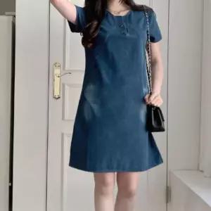 [라일리여성의류] Rly 빈티지 여성 봄 여름 데님 원피스 반팔 청치마