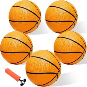 이요요 미니 농구 세트 - 펌프 포함 5팩 6인치 소형 공 오버 더 도어 후프 교체품 용 장난감 청소년 수영장