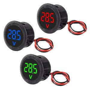 2pcs DC 4-100V LED 디지털 디스플레이 원형 2선식 전압계 자동차 전류 측정기 감지기 테스터 패널