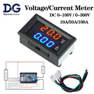DC0-100VDC0-300V 1050100A LED 디지털 볼트미터 암페어미터 자동차 오토바이 전압 전류 측정기 볼트 감지