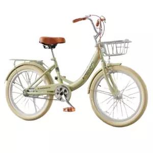 자전거 22인치 타이어 여성용 20인치 모델 클래식 블랙 바구니 옐로우