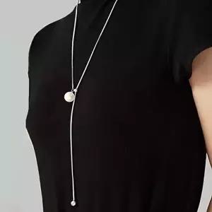 패션 롱 목걸이 여성 롱 목걸이 심플 데일리 넥클리스 연장 길이 실버 얇은-WFNSM3O