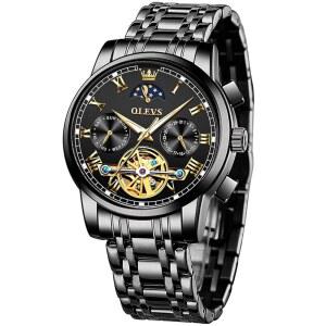 남성용 OLEVS 스켈레톤 시계 클래식 방수 데이트 럭셔리 비즈니스 아날로그 손목시계 relojes para Hombres Blue /Black /Gold /White