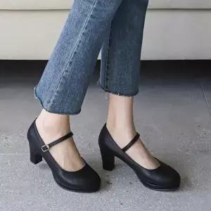베이직 메리제인 펌프스 샌들 여성신발 미들힐 구두-WFNSLNY