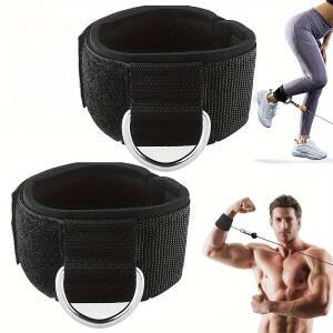 1쌍의 조절 가능한 이중 목적 발목 스트랩/손목 스트랩(케이블 머신용) - 두꺼운 패딩, 합성 고무, 블랙컬