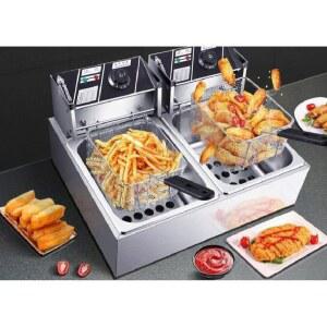 소형 전기 튀김기 2구 겸용 가정 업소 뚜껑 조리용 돈 감자튀김