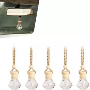 예코아루 5 PCS 걸이형 자동차 공기 청정기 유리 향수병 에센셜 오일 디퓨저 백미러 대부분의 차량을 위한