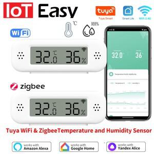 TUYA 지그비 와이파이 미니 소형 온도 습도  스마트 홈 습도계 앱 원격 작동  구글 홈  얀덱스  알렉사