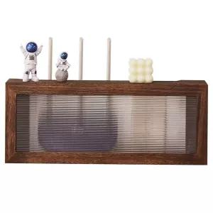 원목 우드 셋톱박스 모던 케이블 전선 공유기 멀티탭 유리문 플루티드 콘솔