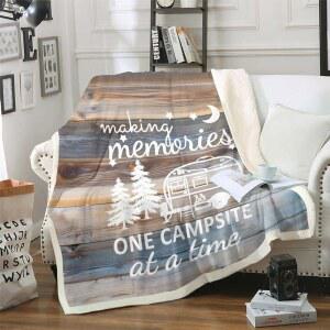 RV 캠핑 담요 X60 핸드 그룬지 장식 자동차 50인치 던지기 여행용 플리스 나무 판자