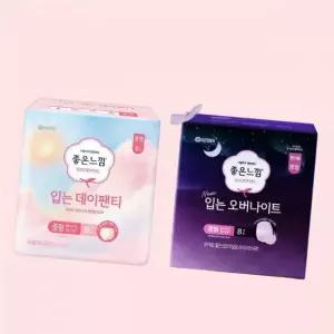 좋은느낌 입는 데이팬티 속옷 언더웨어 2팩 오버나이트 2팩(총 32매) 입는생리대 4616055