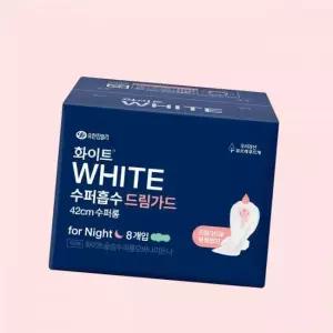 화이트 42cm 수퍼흡수 수퍼롱 드림가드 8매 X 1EA 오버나이트 생리대 4615972