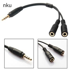 Nku 3.5mm TRRS 잭 암 AUX 어댑터 마이크 헤드폰 Y 분배기 오디오 케이블  휴대폰 컴퓨터 헤드셋