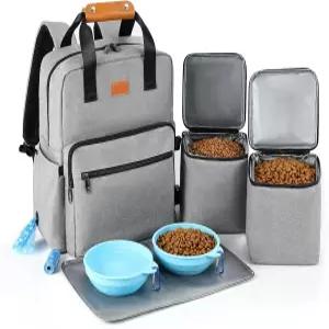 반려견 여행 가방 올인원 세트 DELOMO 25L 항공사 승인 백팩 음식 용기 2개 접이식 그릇 주말부터 일주일간