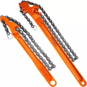 라스텐 2개 대형 체인 오일 필터 렌치 12인치 16인치 리버서블 조절 가능한 헤비 듀티 탄소강 견고한