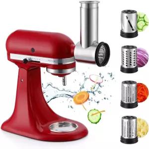 LETOMS 스테인리스 스틸 슬라이서 파쇄기 및 치즈 강판 부착 키트 스탠드 믹서 - 채소 액세서리 샐러드