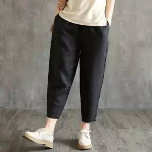 [하프클럽/연루아]연루아 배기바지 여성 밴딩팬츠 면바지 여름 데일리룩 빈티지 간절기 은은한