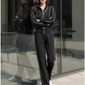 [텐바이텐]여성 크롭 트랙 집업 트레이닝 와이드 팬츠 츄리닝 세트