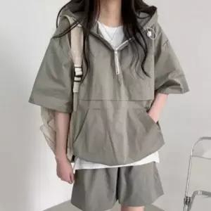 [텐바이텐]여성 후드 반팔 아노락 트레이닝 상하세트 하프 반바지 세트